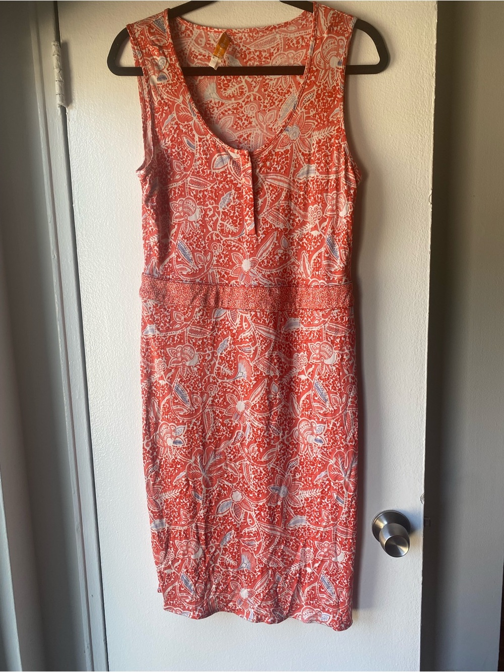 Tory Burch Coral Paisley Sleeveless Midi Dress